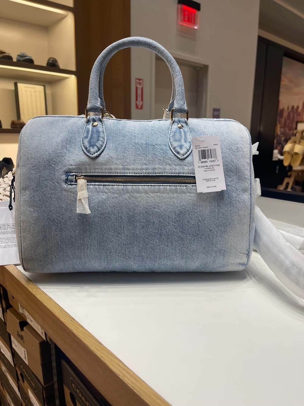 NWT Coach Large Rowan Satchel in Loved Denim NWT - Picture 6 of 8